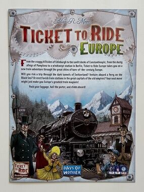 Ticket to Ride Europe Board Game Rule Booklet ONLY